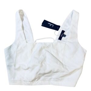 NWT Lulus Size‎ Medium White Open Back White Sleeveless Crop Top Square Neck